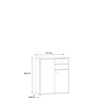 Kommode >TEMPRA2< 2 Türen, 2 Schübe, in Weiss - 73,7x85,5x34,8cm (BxHxT)