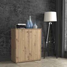 Kommode >TEMPRA2< 2 Türen, 2 Böden, Artisan Eiche Dekor - 73,7x85,5x34,8cm (BxHxT)