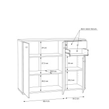 Sideboard >TEMPRA2< 3 Türen, 2 Schübe, Old-Wood Vintage Dekor - 108,8x85,5x34,8cm (BxHxT)