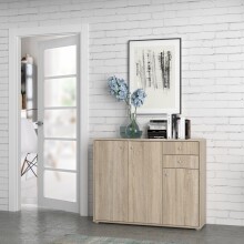 Sideboard >TEMPRA2< 3 Türen, 2 Schübe, Sonoma Eiche Dekor - 108,8x85,5x34,8cm (BxHxT)