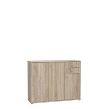 Sideboard >TEMPRA2< 3 Türen, 2 Schübe, Sonoma Eiche Dekor - 108,8x85,5x34,8cm (BxHxT)