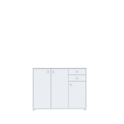 Sideboard >TEMPRA2< 3 Türen, 2 Schübe, in Weiss - 108,8x85,5x34,8cm (BxHxT)