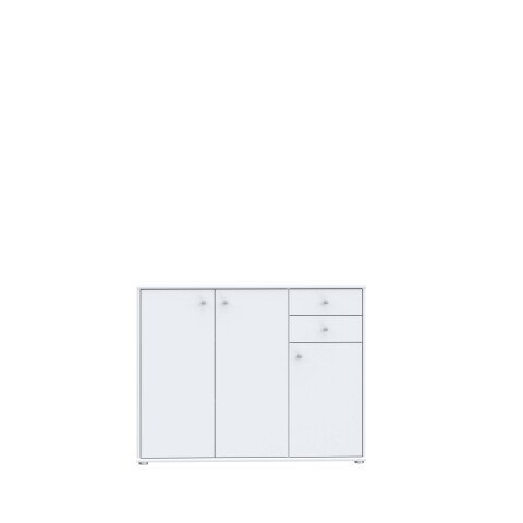 Sideboard >TEMPRA2< 3 Türen, 2 Schübe, in Weiss - 108,8x85,5x34,8cm (BxHxT)
