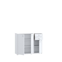 Sideboard >TEMPRA2< 3 Türen, 2 Schübe, in Weiss - 108,8x85,5x34,8cm (BxHxT)