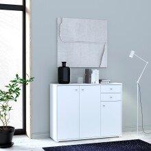 Sideboard >TEMPRA2< 3 Türen, 2 Schübe, in Weiss - 108,8x85,5x34,8cm (BxHxT)