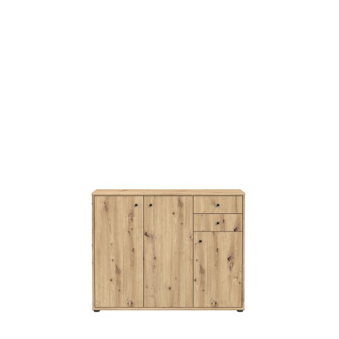 Sideboard >TEMPRA2< 3 Türen, 2 Schübe, Artisan Eiche Dekor - 108,8x85,5x34,8cm (BxHxT)