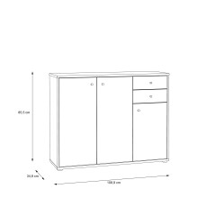 Sideboard >TEMPRA2< 3 Türen, 2 Schübe, Artisan Eiche Dekor - 108,8x85,5x34,8cm (BxHxT)