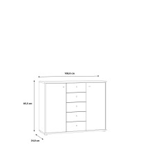 Sideboard >TEMPRA2< 2 Türen, 5 Schübe, in Weiss - 108,8x85,5x34,8cm (BxHxT)