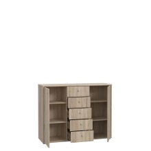 Sideboard >TEMPRA2< 2 Türen, 5 Schübe, Sonoma Eiche Dekor - 108,8x85,5x34,8cm (BxHxT)