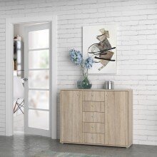 Sideboard >TEMPRA2< 2 Türen, 5 Schübe, Sonoma Eiche Dekor - 108,8x85,5x34,8cm (BxHxT)