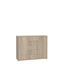 Sideboard >TEMPRA2< 2 Türen, 5 Schübe, Sonoma Eiche Dekor - 108,8x85,5x34,8cm (BxHxT)
