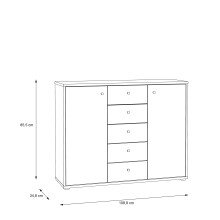 Sideboard >TEMPRA2< 2 Türen, 5 Schübe, Sonoma Eiche Dekor - 108,8x85,5x34,8cm (BxHxT)