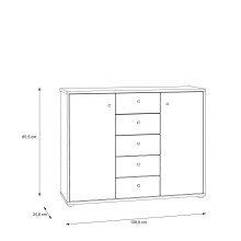 Sideboard >TEMPRA2< 2 Türen, 5 Schübe, Old-Wood Vintage Dekor - 108,8x85,5x34,8cm (BxHxT)