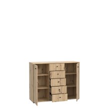 Sideboard >TEMPRA2< 2 Türen, 5 Schübe, Artisan Eiche Dekor - 108,8x85,5x34,8cm (BxHxT)