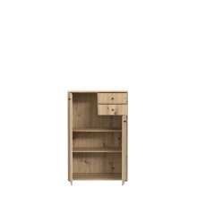 Hochkommode >TEMPRA2< 2 Türen, 2 Schübe, Artisan Eiche Dekor - 73,7x111,1x34,8cm (BxHxT)