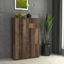 Hochkommode >TEMPRA2< 2 Türen, 2 Schübe, Old-Wood Vintage Dekor - 73,7x111,1x34,8cm (BxHxT)
