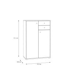 Hochkommode >TEMPRA2< 2 Türen, 2 Schübe, Old-Wood Vintage Dekor - 73,7x111,1x34,8cm (BxHxT)
