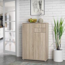 Hochkommode >TEMPRA2< 2 Türen, 2 Schübe, Sonoma Eiche Dekor - 73,7x111,1x34,8cm (BxHxT)
