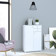 Hochkommode >TEMPRA2< 2 Türen, 2 Schübe, in Weiss - 73,7x111,1x34,8cm (BxHxT)