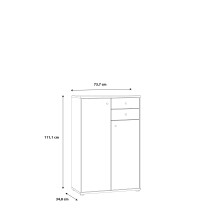 Hochkommode >TEMPRA2< 2 Türen, 2 Schübe, in Weiss - 73,7x111,1x34,8cm (BxHxT)