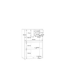 Hochkommode >TEMPRA2< 2 Türen, 2 Schübe, in Weiss - 73,7x111,1x34,8cm (BxHxT)