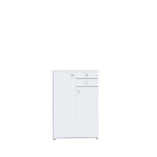 Hochkommode >TEMPRA2< 2 Türen, 2 Schübe, in Weiss - 73,7x111,1x34,8cm (BxHxT)
