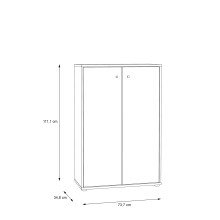 Hochkommode >TEMPRA2< 2 Türen, 2 Böden, Old-Wood Vintage Dekor - 73,7x111,1x34,8cm (BxHxT)
