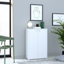 Hochkommode >TEMPRA2< 2 Türen, 2 Schübe, in Weiss - 73,7x111,1x34,8cm (BxHxT)