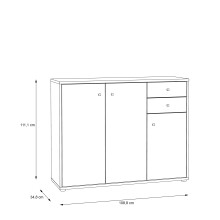 Sideboard >TEMPRA2< 3 Türen, 2 Schübe, Old-Wood Vintage Dekor - 108,8x111,1x34,8cm (BxHxT)