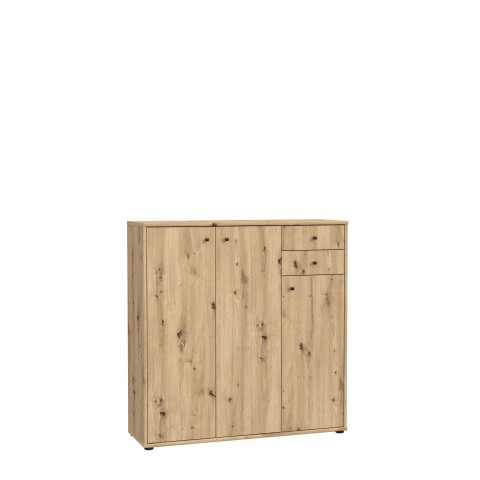 Sideboard >TEMPRA2< 3 Türen, 2 Schübe, Artisan Eiche Dekor - 108,8x111,1x34,8cm (BxHxT)