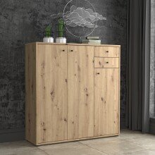 Sideboard >TEMPRA2< 3 Türen, 2 Schübe, Artisan Eiche Dekor - 108,8x111,1x34,8cm (BxHxT)