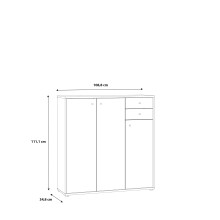 Sideboard >TEMPRA2< 3 Türen, 2 Schübe, in Weiss - 108,8x111,1x34,8cm (BxHxT)