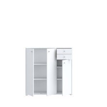 Sideboard >TEMPRA2< 3 Türen, 2 Schübe, in Weiss - 108,8x111,1x34,8cm (BxHxT)