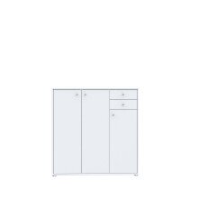Sideboard >TEMPRA2< 3 Türen, 2 Schübe, in Weiss - 108,8x111,1x34,8cm (BxHxT)