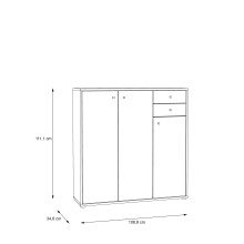Sideboard >TEMPRA2< 3 Türen, 2 Schübe, in Sonoma Eiche Dekor - 108,8x111,1x34,8cm (BxHxT)