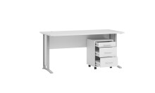 Schreibtisch >Clermont< (2-teilig) inkl. Rollcontainer, weiss - 150x73x70cm (BxHxT)
