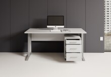 Schreibtisch >Clermont< (2-teilig) inkl. Rollcontainer, weiss - 150x73x70cm (BxHxT)