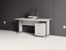 Schreibtisch >Clermont< (2-teilig) inkl. Rollcontainer, weiss - 150x73x70cm (BxHxT)