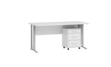 Schreibtisch >Clermont< (2-teilig) inkl. Rollcontainer, weiss - 150x73x70cm (BxHxT)