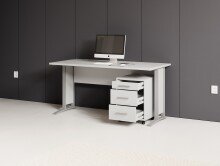 Schreibtisch >Clermont< (2-teilig) inkl. Rollcontainer, weiss - 150x73x70cm (BxHxT)