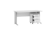 Schreibtisch >Clermont< (2-teilig) inkl. Rollcontainer, weiss - 150x73x70cm (BxHxT)