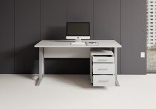 Schreibtisch >Clermont< (2-teilig) inkl. Rollcontainer, weiss - 150x73x70cm (BxHxT)