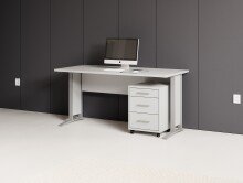 Schreibtisch >Clermont< (2-teilig) inkl. Rollcontainer, weiss - 150x73x70cm (BxHxT)