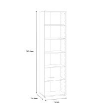 Regal >TEMPRA2< 5 Böden, in Weiss - 54x197,5x34,8cm (BxHxT)