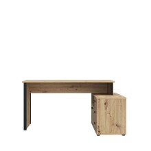 Eckschreibtisch >TEMPRA2< 3 Schübe, Artisan Eiche Dekor / Schwarz - 120,6x74,9x151,4cm (BxHxT)