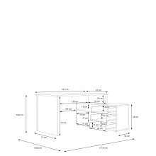 Eckschreibtisch >TEMPRA2< 3 Schübe, 2 Türen, Sonoma Eiche Dekor - 120,6x74,9x151,4cm (BxHxT)