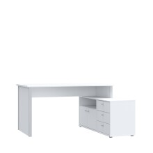 Eckschreibtisch >TEMPRA2< 3 Schübe, 2 Türen, weiss - 120,6x74,9x151,4cm (B/H/T)