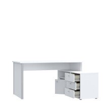 Eckschreibtisch >TEMPRA2< 3 Schübe, 2 Türen, weiss - 120,6x74,9x151,4cm (B/H/T)
