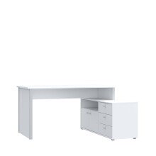 Eckschreibtisch >TEMPRA2< 3 Schübe, 2 Türen, weiss - 120,6x74,9x151,4cm (B/H/T)