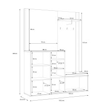 Kompaktgarderobe >BIG BANG< 3 Türen, Spiegel, 3 Haken, Sandeiche Dekor - 155,2x200x41,6cm (BxHxT)